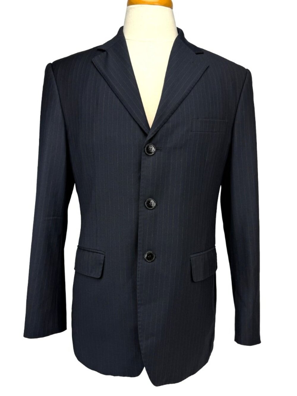 GIORGIO ARMANI Le‎ Collezioni Navy Rust Red Pinstripe Wool Blazer IT 48 US 38
